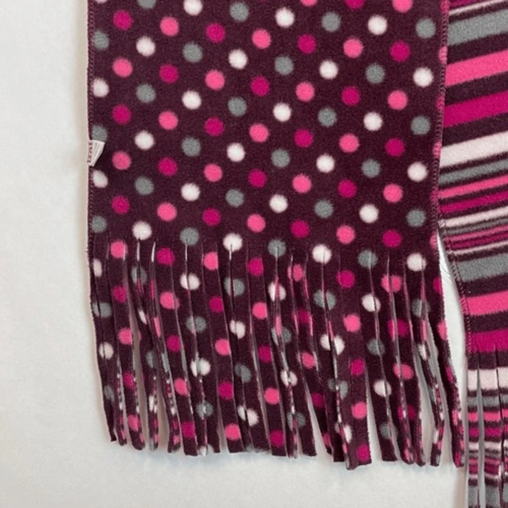 JOE BOXER Fleece Scarf‎ Women's OSFM Multicolor Polka Dot Stripe Fringe Design